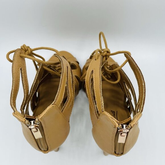 Anne Michelle Heels Womens Size 7 Tan Brown Lace Stiletto Gladiator Strappy Shoe - Picture 8 of 11